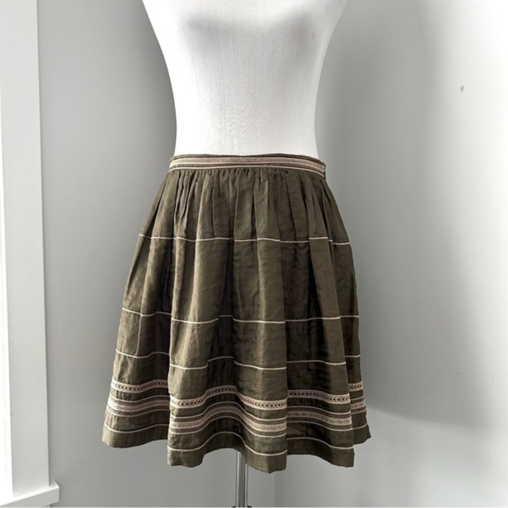 Diane Von Furstenberg Olive Green Ribbon Skirt